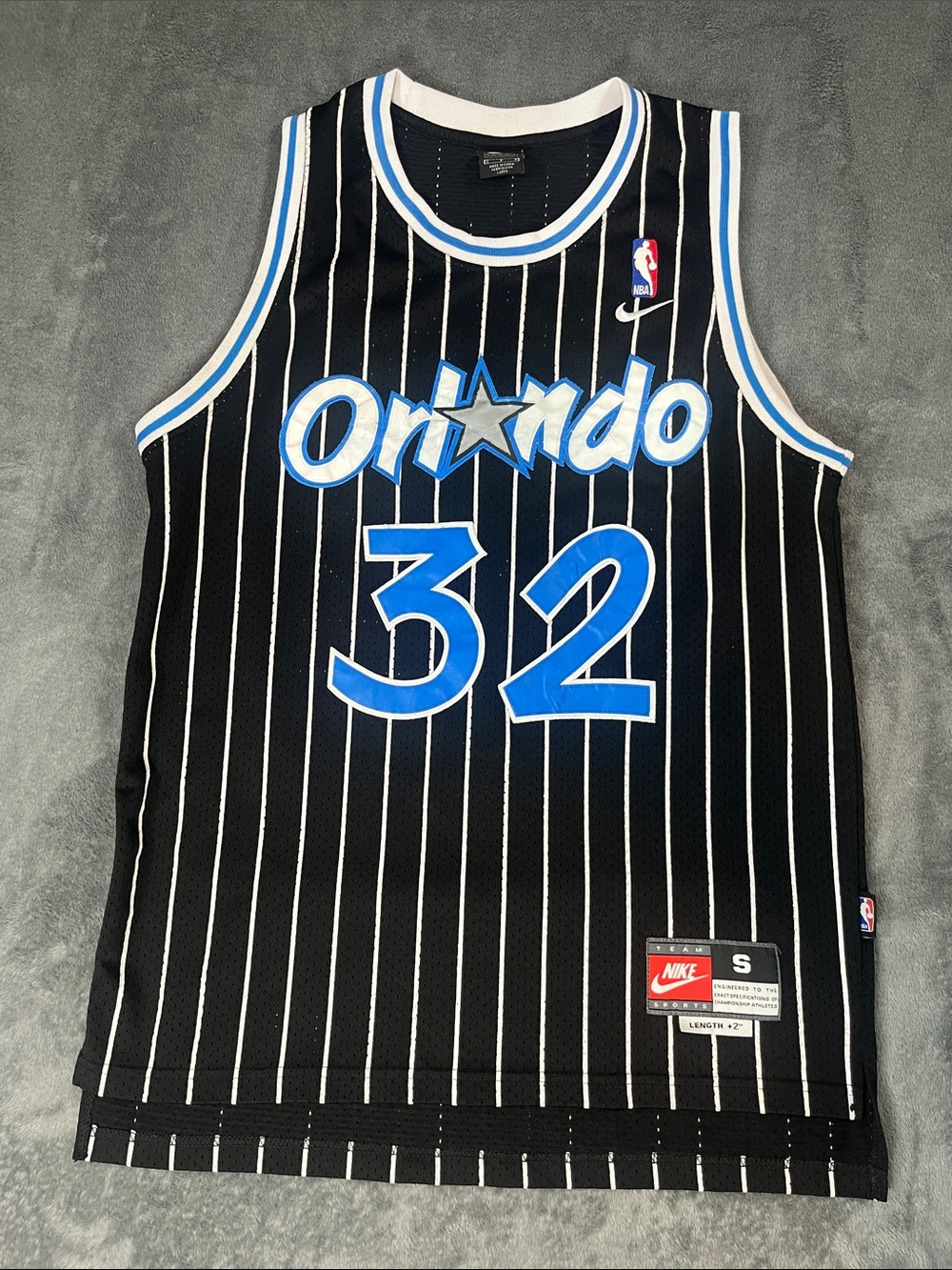 Nike Orlando Magic #32 Black and Blue Pinstripe Jersey